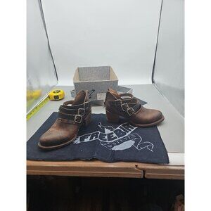 Freebird By Steven Tess Dawson  Cognac Boots 3 Strap Block Heel Leather W/ Box